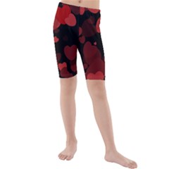 Red Hearts Kid s Mid Length Swim Shorts by TRENDYcouture