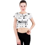 Black Hearts Crew Neck Crop Top