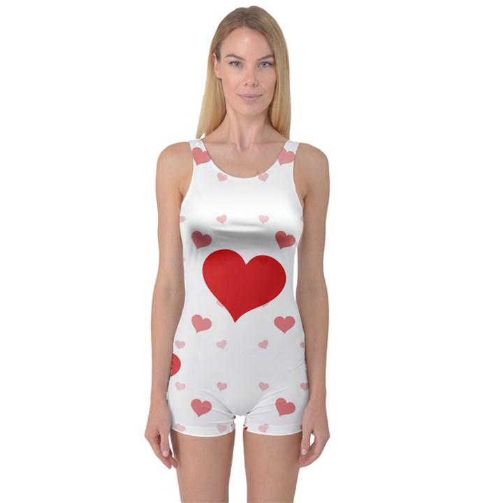 Centered Heart One Piece Boyleg Swimsuit