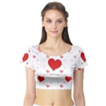 Centered Heart Short Sleeve Crop Top (Tight Fit)