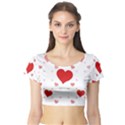 Centered Heart Short Sleeve Crop Top (Tight Fit) View1