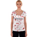 Bubble Hearts Women s V-Neck Cap Sleeve Top