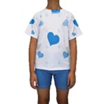 Blue Hearts Kid s Short Sleeve Swimwear