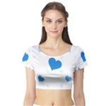 Blue Hearts Short Sleeve Crop Top (Tight Fit)