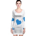 Blue Hearts Long Sleeve Bodycon Dress