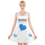 Blue Hearts V-Neck Sleeveless Skater Dress