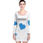 Blue Hearts Long Sleeve Velvet Bodycon Dress