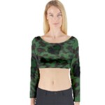 Green Camo Hearts Long Sleeve Crop Top