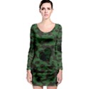 Green Camo Hearts Long Sleeve Bodycon Dress View1