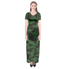 Green Camo Hearts Short Sleeve Maxi Dress by TRENDYcouture