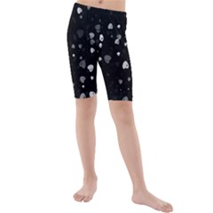 Black And White Hearts Kid s Mid Length Swim Shorts