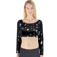 Black And White Hearts Long Sleeve Crop Top by TRENDYcouture