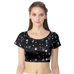 Black And White Hearts Short Sleeve Crop Top (tight Fit) by TRENDYcouture