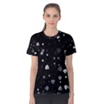 Black and White Hearts Women s Cotton Tee
