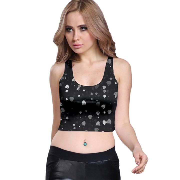 Black and White Hearts Racer Back Crop Top