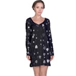 Black and White Hearts Long Sleeve Nightdress
