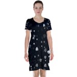 Black and White Hearts Short Sleeve Nightdress