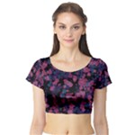 Confetti Hearts Short Sleeve Crop Top (Tight Fit)