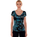 Turquoise Hearts Women s V-Neck Cap Sleeve Top