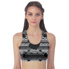 Black And Gray Abstract Hearts Sports Bra by TRENDYcouture