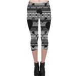 Black and Gray Abstract Hearts Capri Leggings 