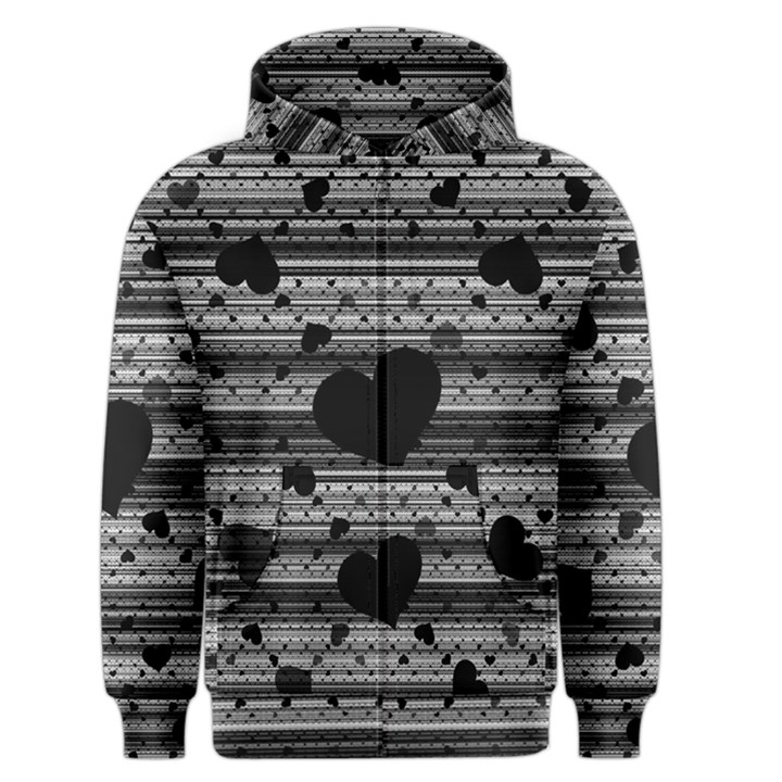 Black and Gray Abstract Hearts Men s Zipper Hoodie