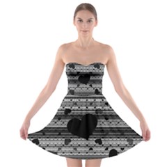 Black And Gray Abstract Hearts Strapless Dresses by TRENDYcouture