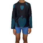 Teal Hearts Kid s Long Sleeve Swimwear