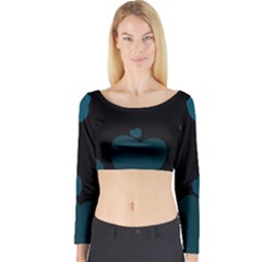 Teal Hearts Long Sleeve Crop Top by TRENDYcouture