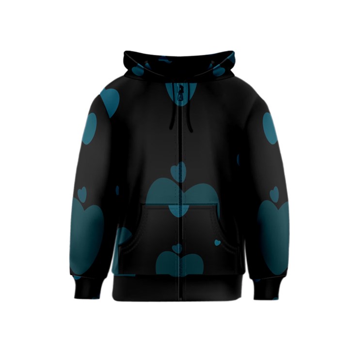 Teal Hearts Kids  Zipper Hoodie