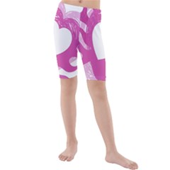 Hot Pink Love Kid s Mid Length Swim Shorts by TRENDYcouture