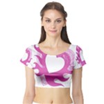 Hot Pink Love Short Sleeve Crop Top (Tight Fit)