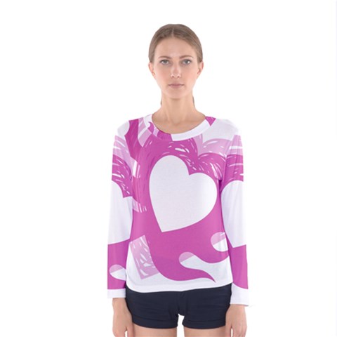 Hot Pink Love Women s Long Sleeve Tee by TRENDYcouture