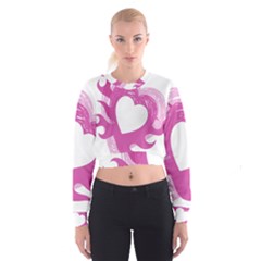 Hot Pink Love Women s Cropped Sweatshirt by TRENDYcouture