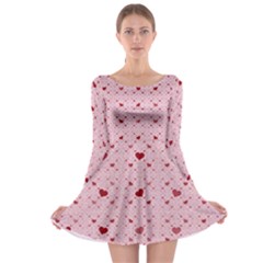 Heart Squares Long Sleeve Skater Dress