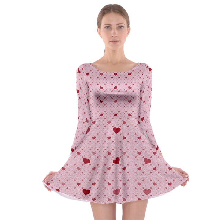 Heart Squares Long Sleeve Skater Dress