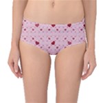 Heart Squares Mid-Waist Bikini Bottoms