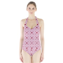 Heart Squares Women s Halter One Piece Swimsuit by TRENDYcouture