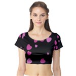 Pink Hearts Short Sleeve Crop Top (Tight Fit)
