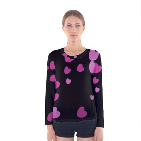 Pink Hearts Women s Long Sleeve Tee by TRENDYcouture
