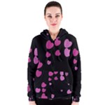 Pink Hearts Women s Zipper Hoodie