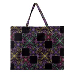 Ornate Boho Patchwork Zipper Large Tote Bag