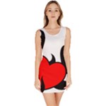 Black And Red Flaming Heart Sleeveless Bodycon Dress