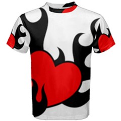 Black And Red Flaming Heart Men s Cotton Tee by TRENDYcouture