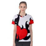 Black And Red Flaming Heart Women s Cotton Tee