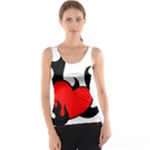 Black And Red Flaming Heart Tank Top