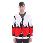 Black And Red Flaming Heart Hooded Wind Breaker (Men)