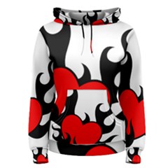 Black And Red Flaming Heart Women s Pullover Hoodie by TRENDYcouture