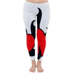 Black And Red Flaming Heart Winter Leggings 