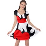 Black And Red Flaming Heart Cap Sleeve Dresses